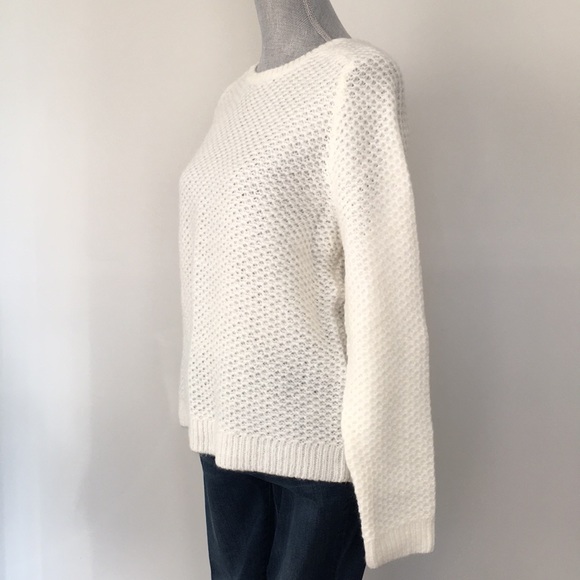 NWT LOFT Winter White Honeycomb Textured Knit Pullover Sweater, size Large ❤️ - Picture 4 of 11